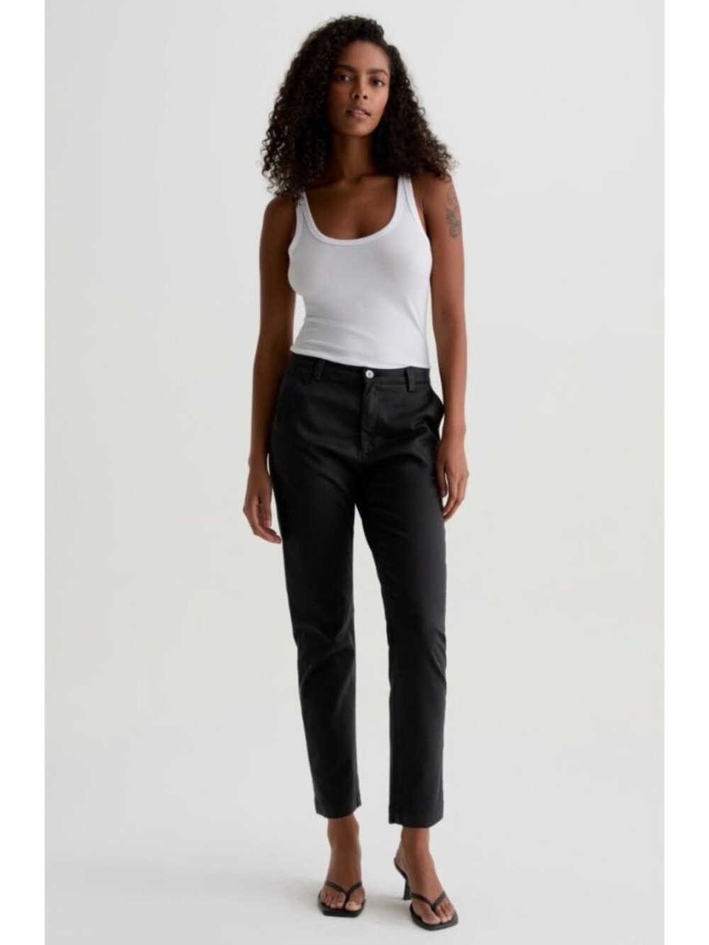 NEW AG the Caden Tailored Tapered Trousers Black Twill Lightweight 26 Casual